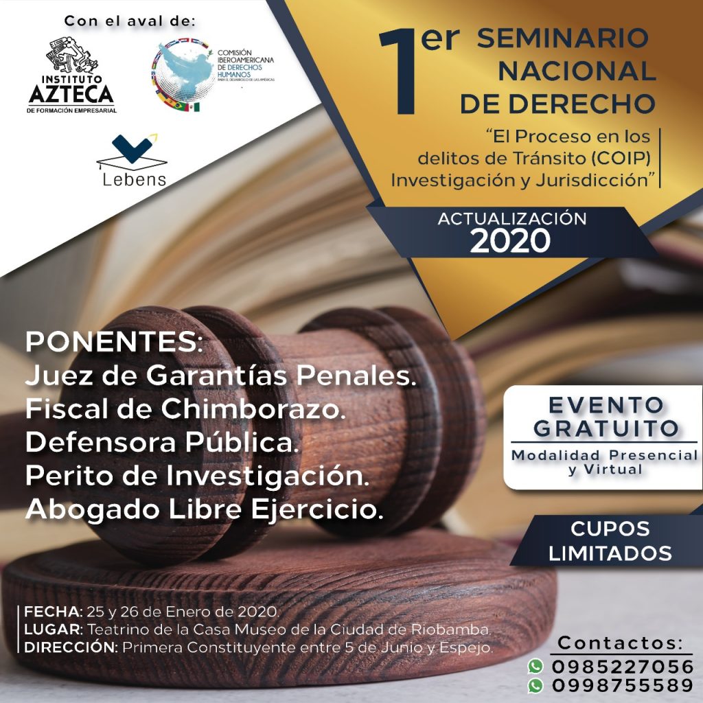 Seminario Nacional de Derecho COIP actualización 2020